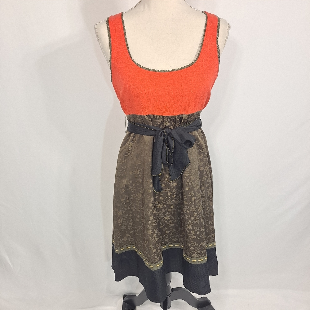 Anthropologie Moulinette Soeurs Silk Belted Tie Dress